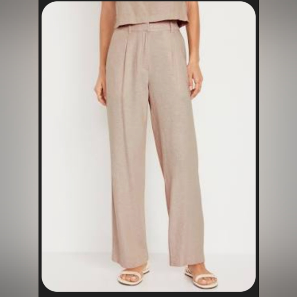 Extra High-Waisted Linen-Blend Wide-Leg Taylor Pants